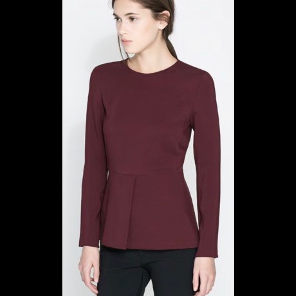 Zara long sleeve peplum top
